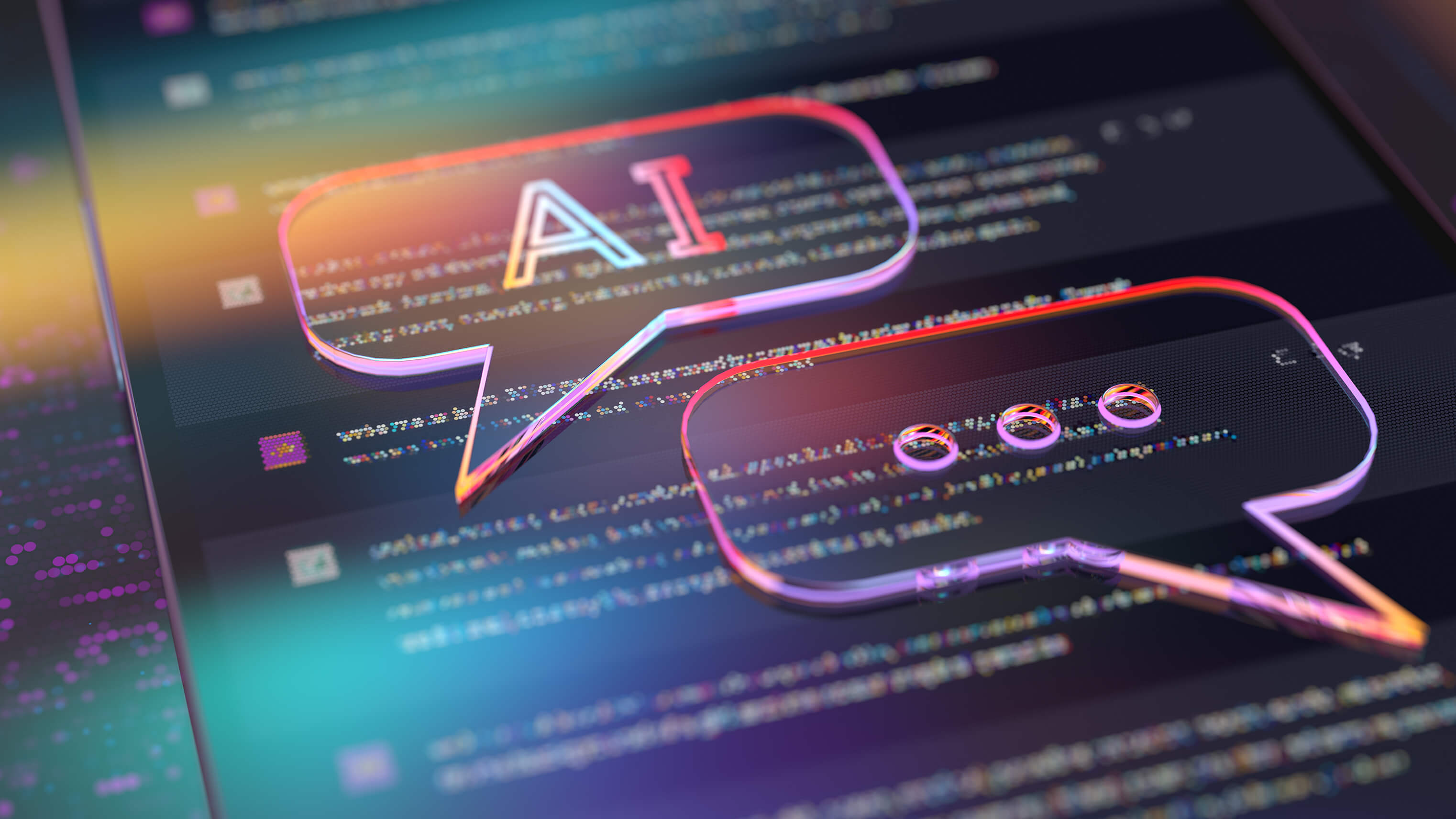 Abstract image of chatbot conversation paragraphs.