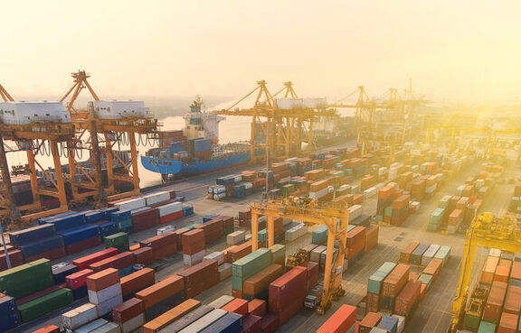 Manufacturing Industrial Shipment Containers Sunset