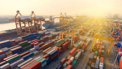 Manufacturing Industrial Shipment Containers Sunset