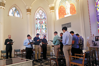 Seminarians from Blessed Michael J. McGivney Propaedeutic House of Formation in Baltimore pray vespers