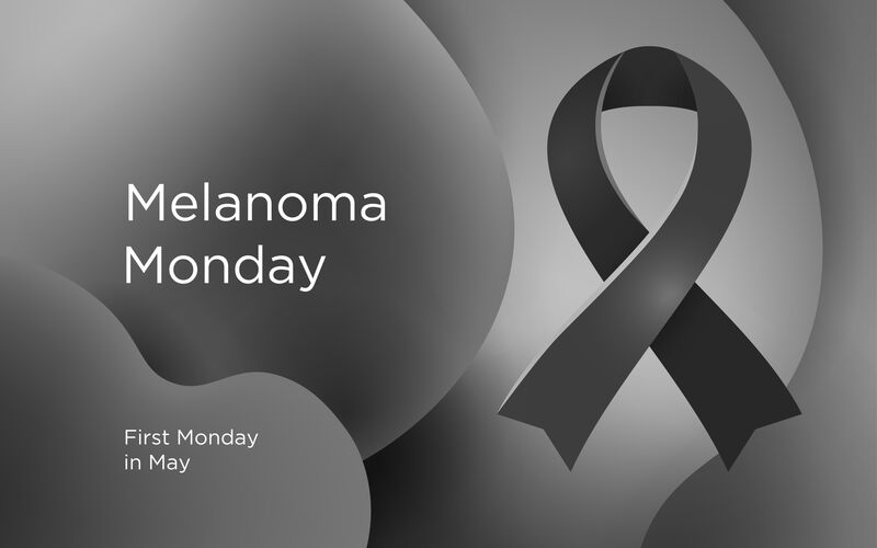 Graphic showing May 6 as Melanoma Monday