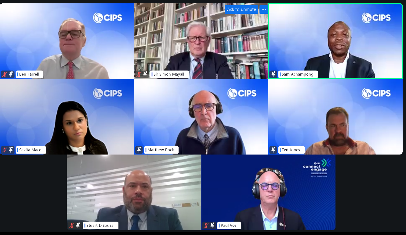 Screenshot of speakers on online webinar