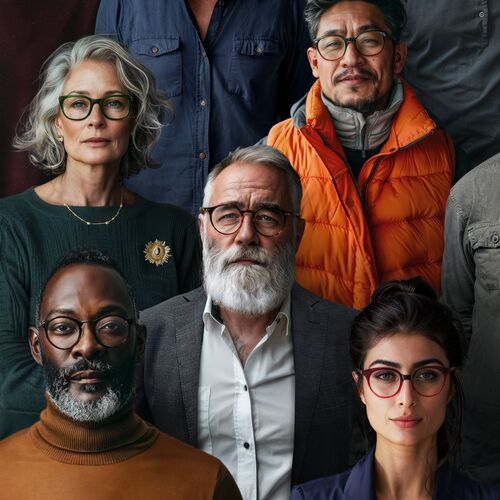 Groupe diversifié de personnes portant des lunettes