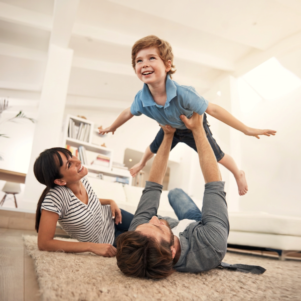 family enjoying their time together at home