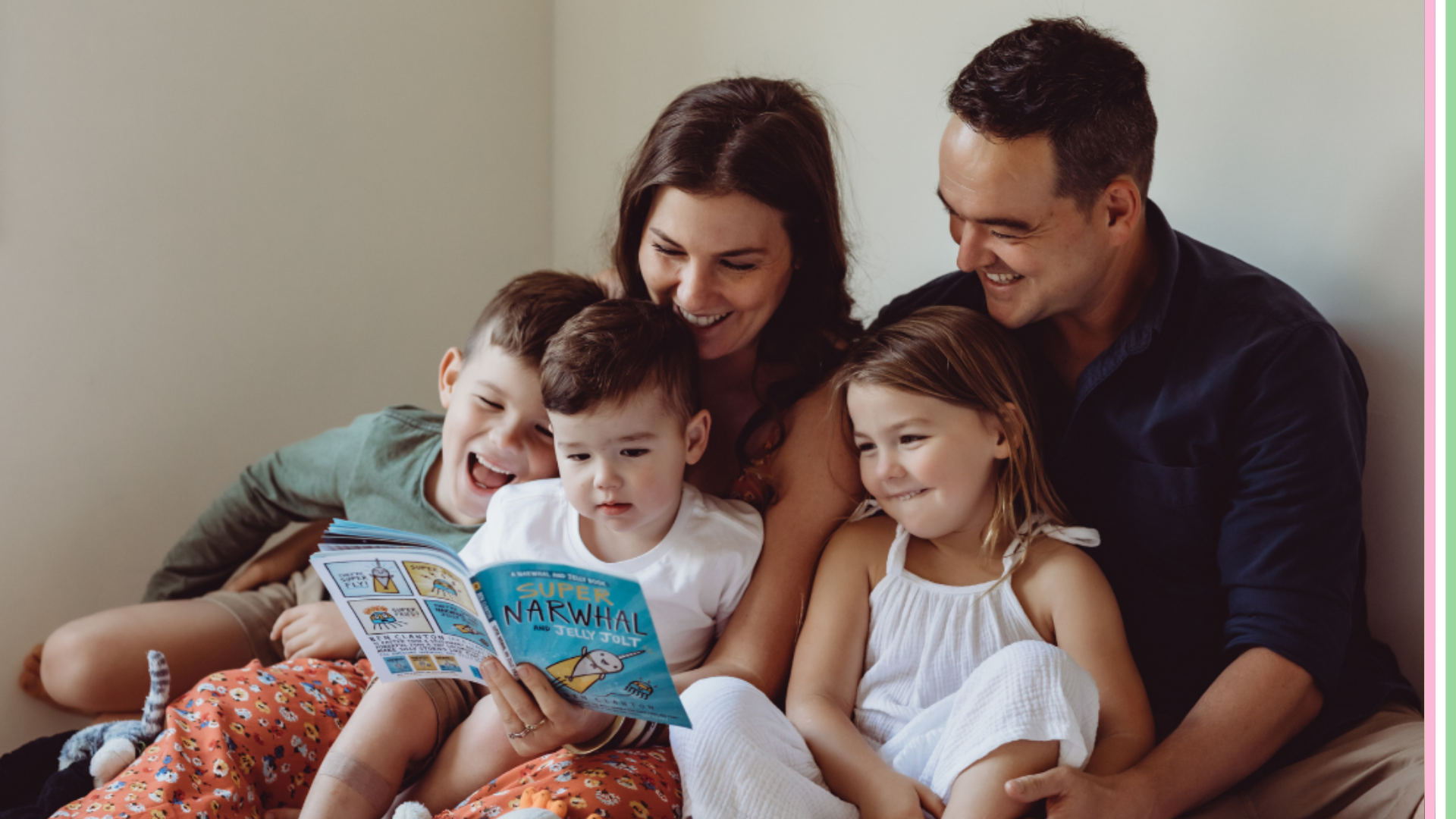 Bunting family reading with children