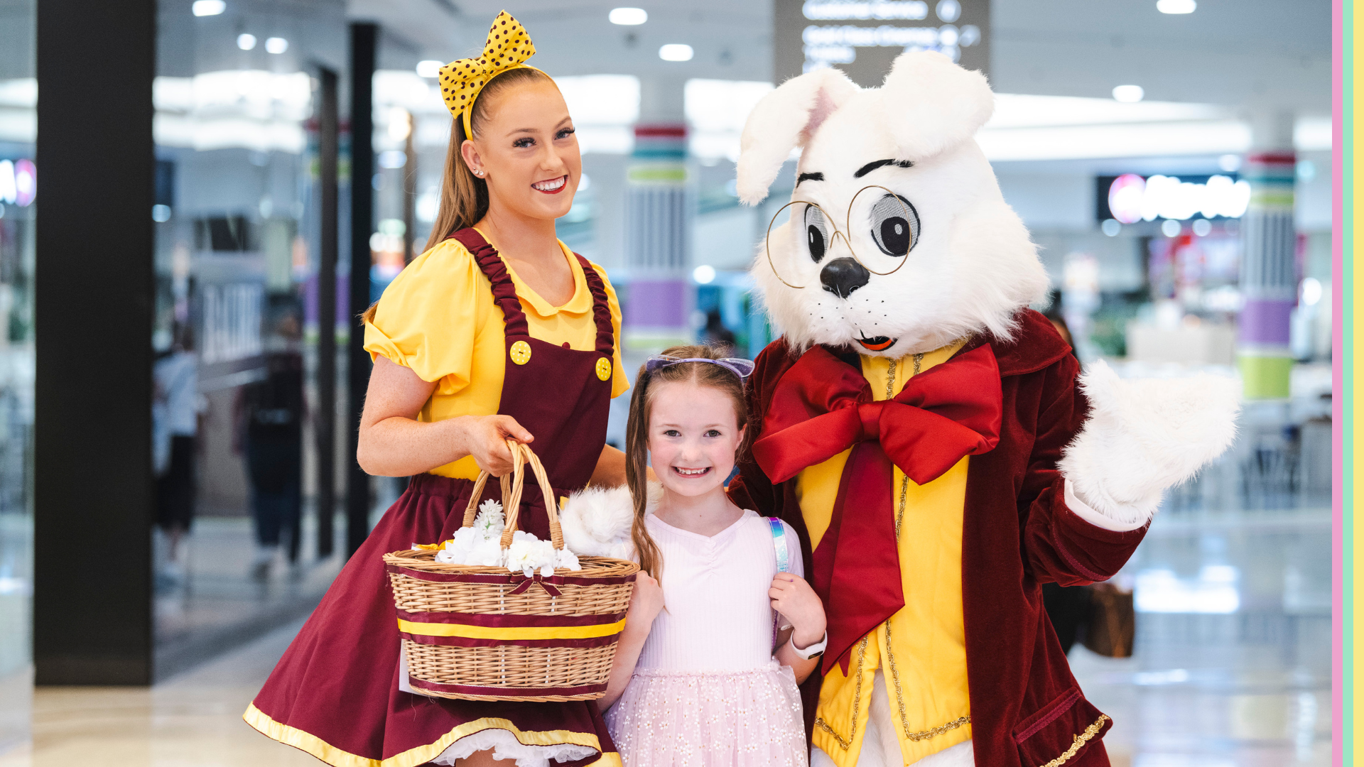 Easter Bunny character with children.