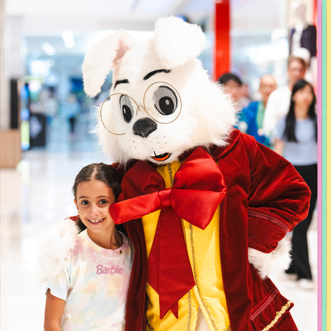 Easter Bunny character with children.