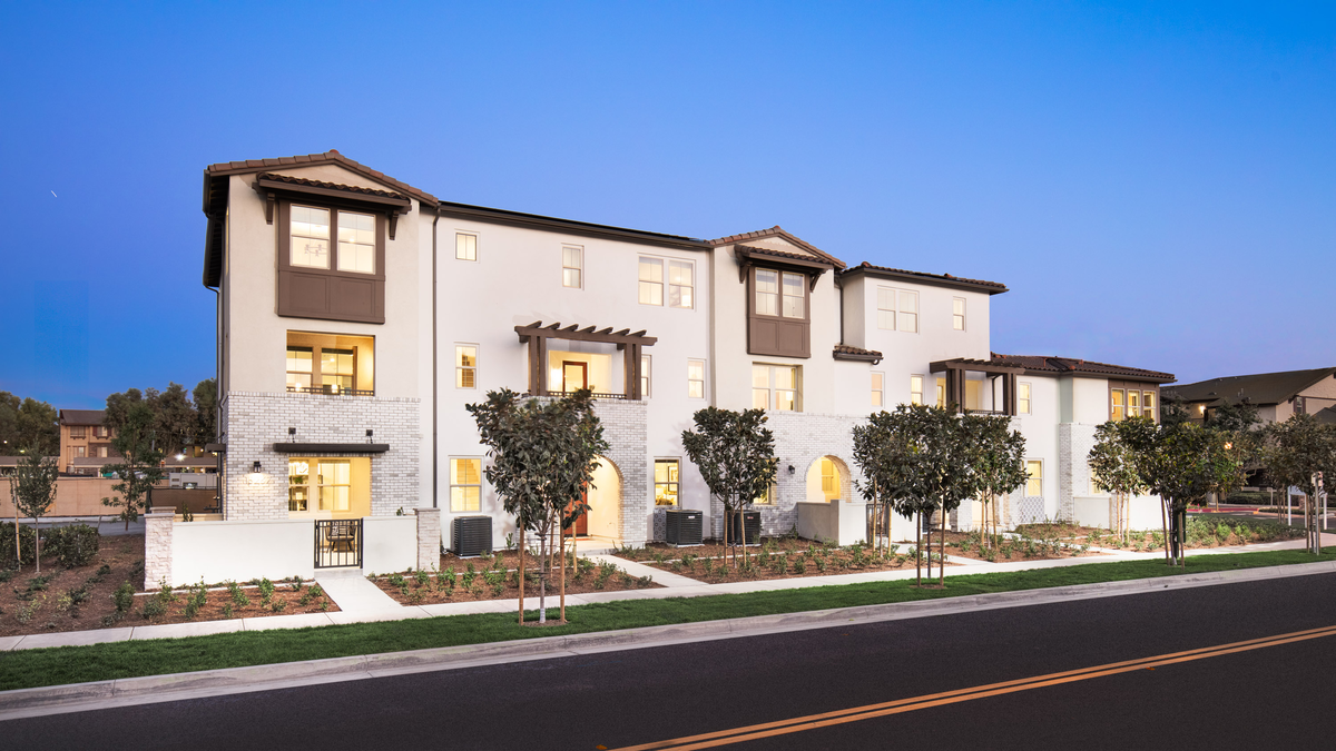 exterior of townhomes with spanish style design