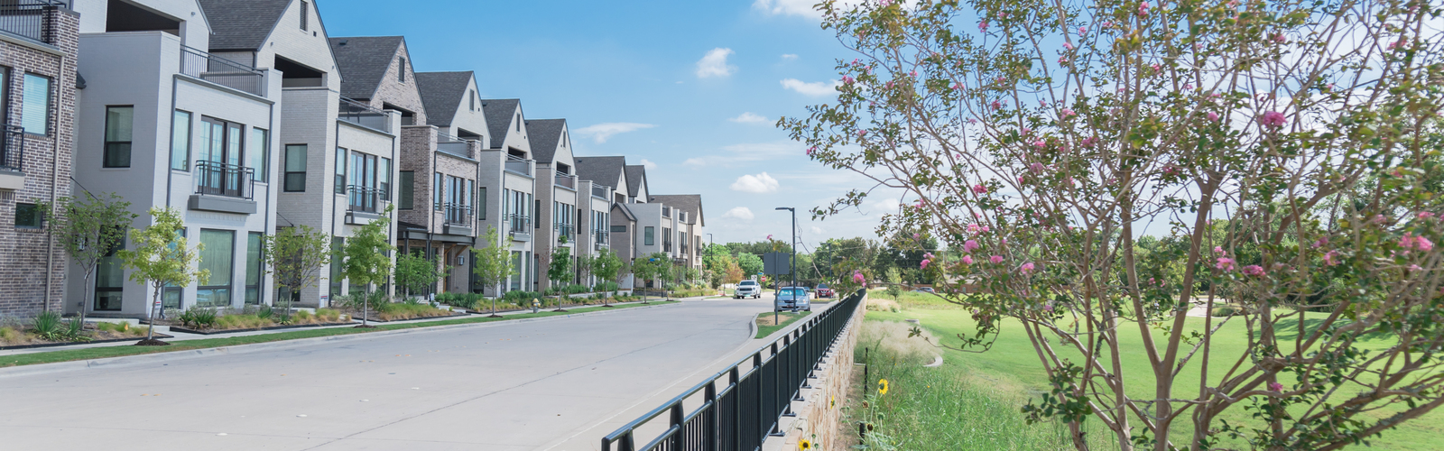 Row of newly built homes