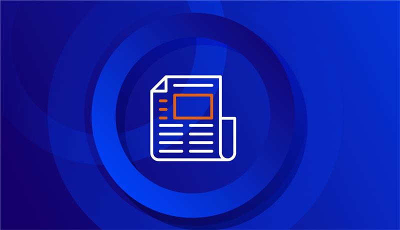 Illustration of a newspaper icon on a blue background, representing news or articles