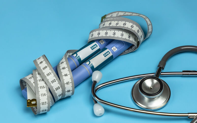 Ozempic Insulin injection pen or insulin cartridge pen for diabetics. Medical equipment for diabetes parients.