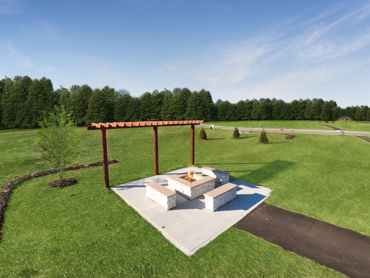 social gathering area with firepit and seating