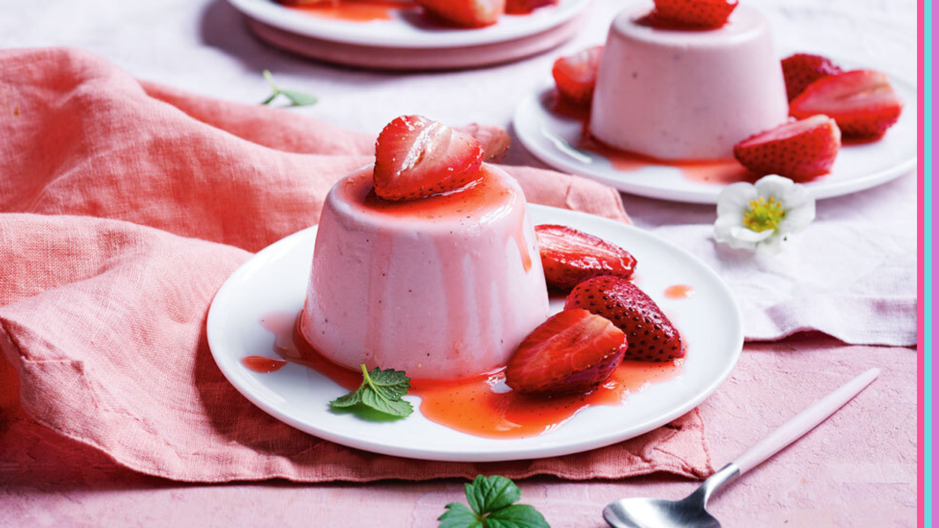 Panna cotta with roasted strawberries