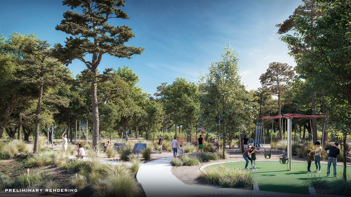 trails with playground and greenery