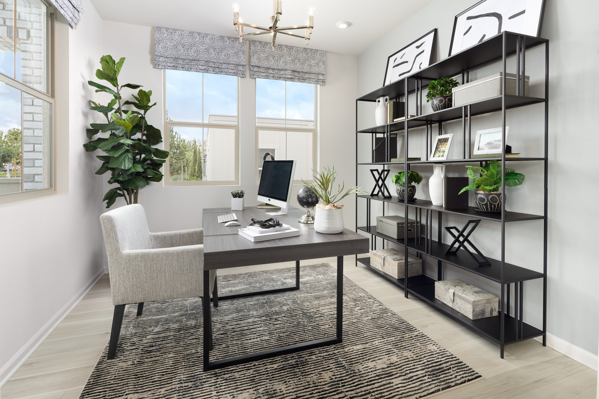 study area with desk and chair