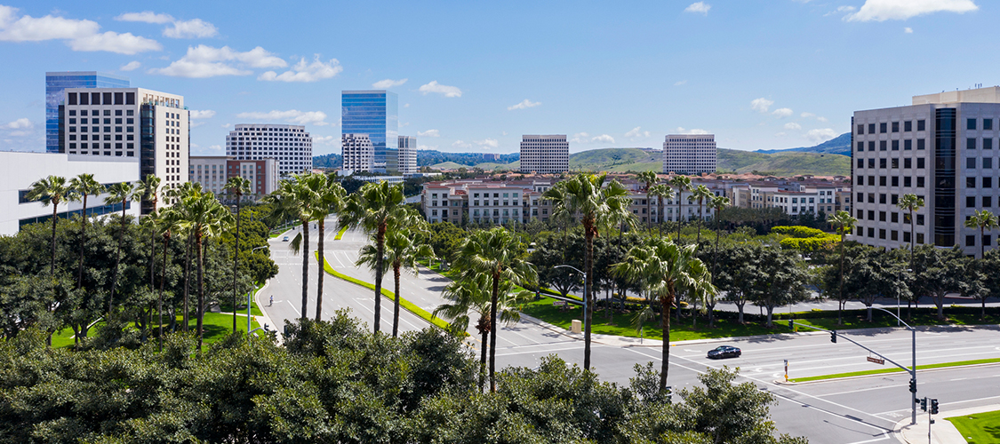 An aerial shot of Irvine, Calif.