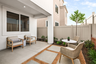 backyard with covered patio and seating area