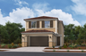 two-story brown exterior with two large windows and a dark brown windowless garage