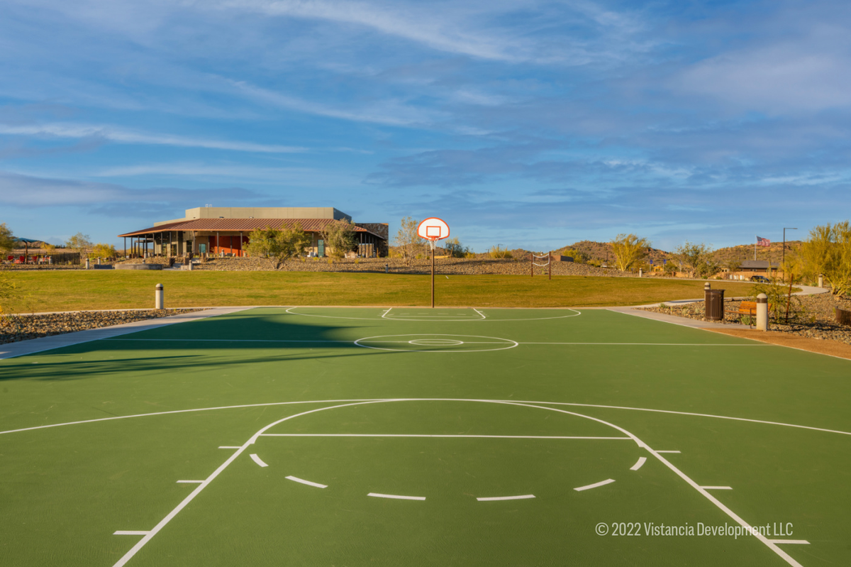 sports court with mountain views