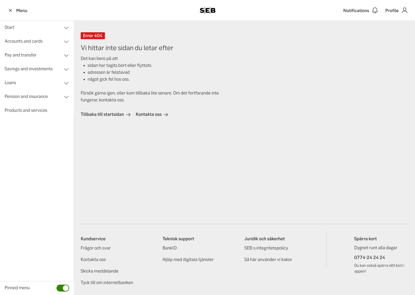 Error 404 in Swedish