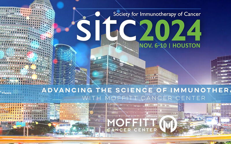 image of downtown Houston with SITC and Moffitt logos