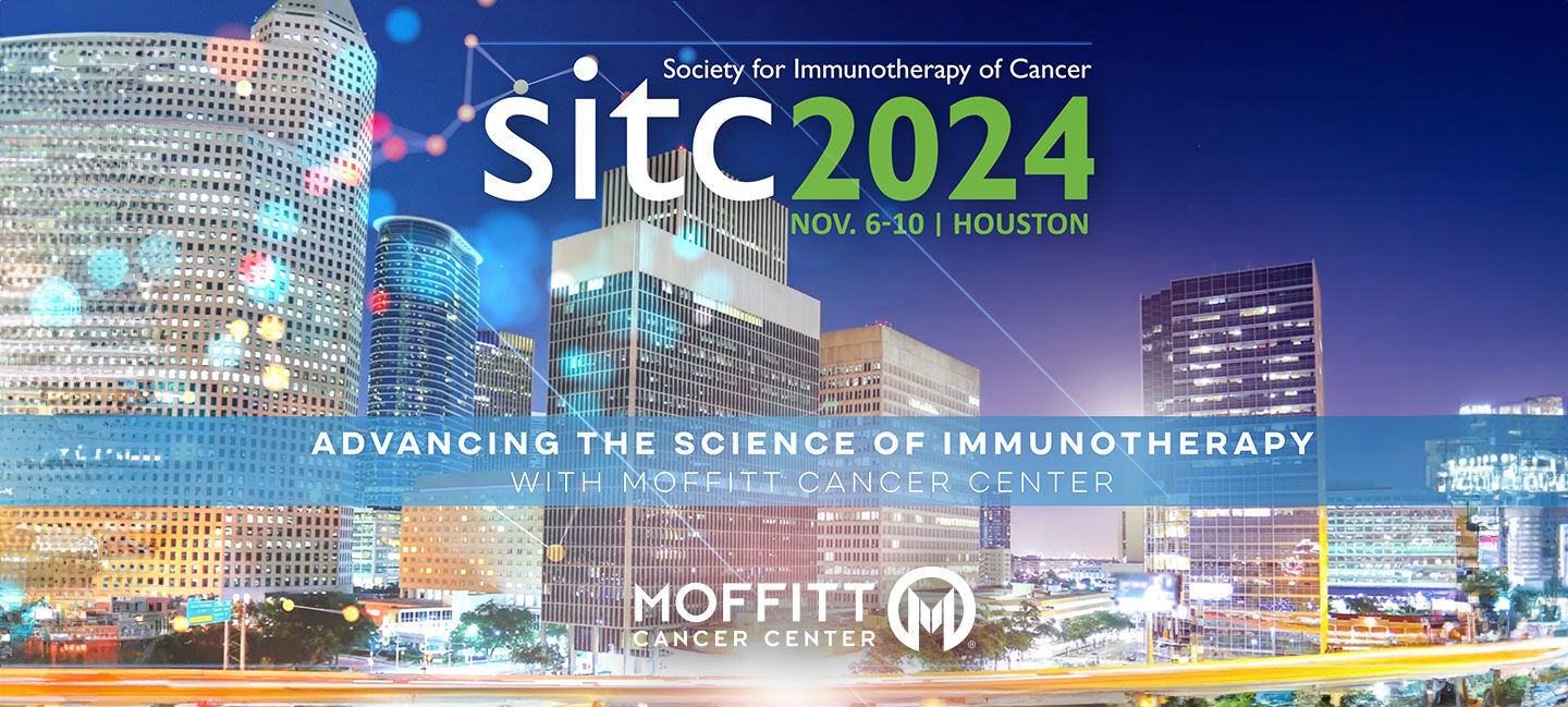 image of downtown Houston with SITC and Moffitt logos