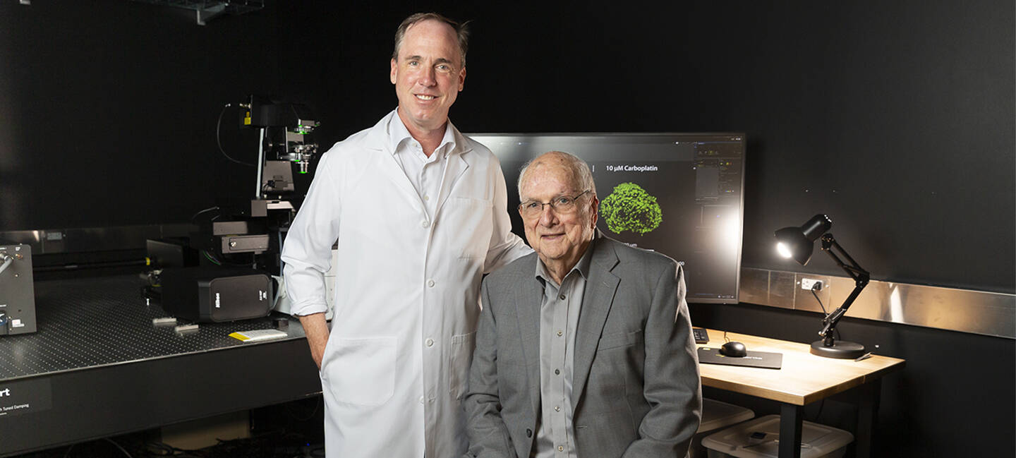 Greg Sawyer, PhD, and Ted Couch see bioengineering as a means of accelerating cancer research and discoveries.