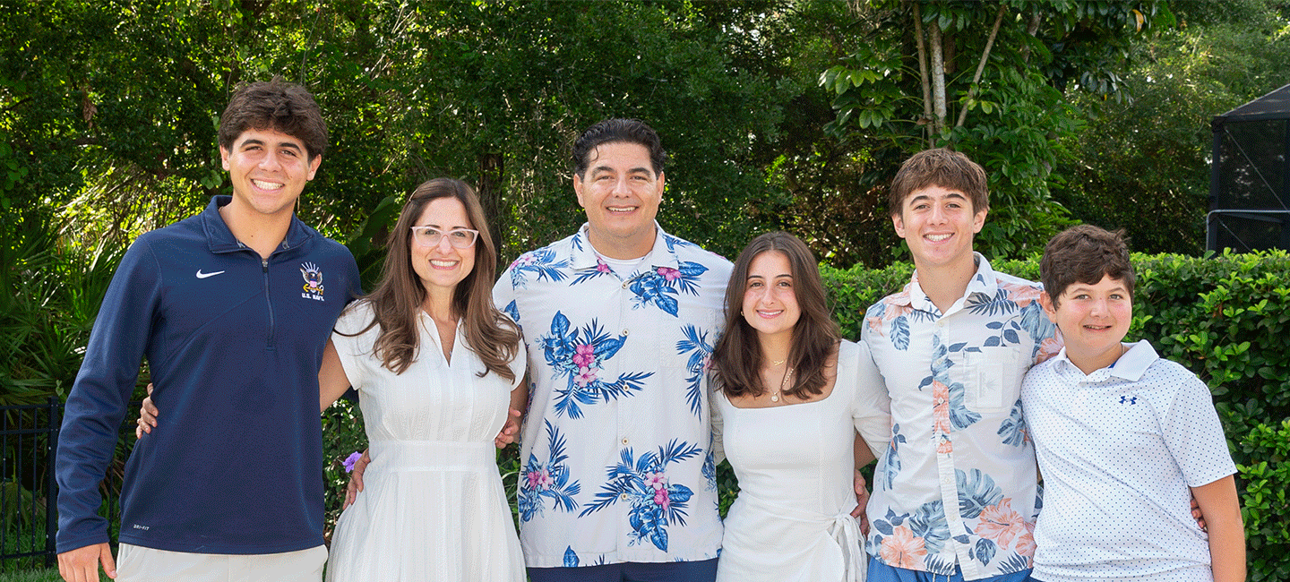 Shawn Donovan and his wife, Jenny, along with their children Maddox, 18; Sophia, 20; and Asher, 10; credit 15-year-old Luka with saving their dad’s life. Luka’s errant throw led to a cancer diagnosis that may have gone undetected otherwise.