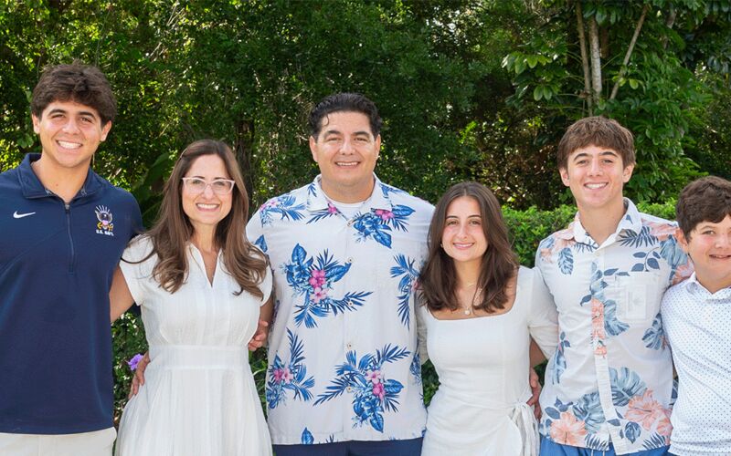 Shawn Donovan and his wife, Jenny, along with their children Maddox, 18; Sophia, 20; and Asher, 10; credit 15-year-old Luka with saving their dad’s life. Luka’s errant throw led to a cancer diagnosis that may have gone undetected otherwise.