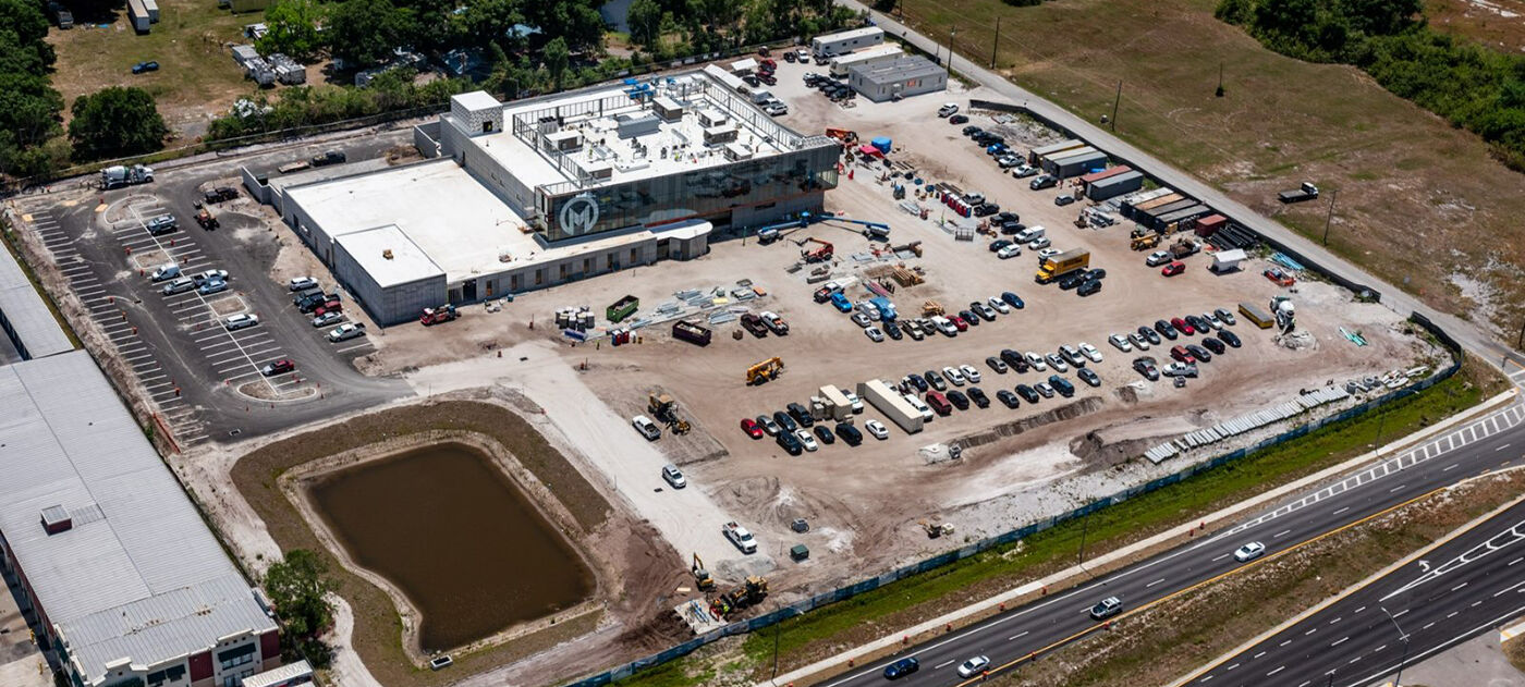 This aerial photo of Moffitt at SouthShore shows the ongoing process of the campus.