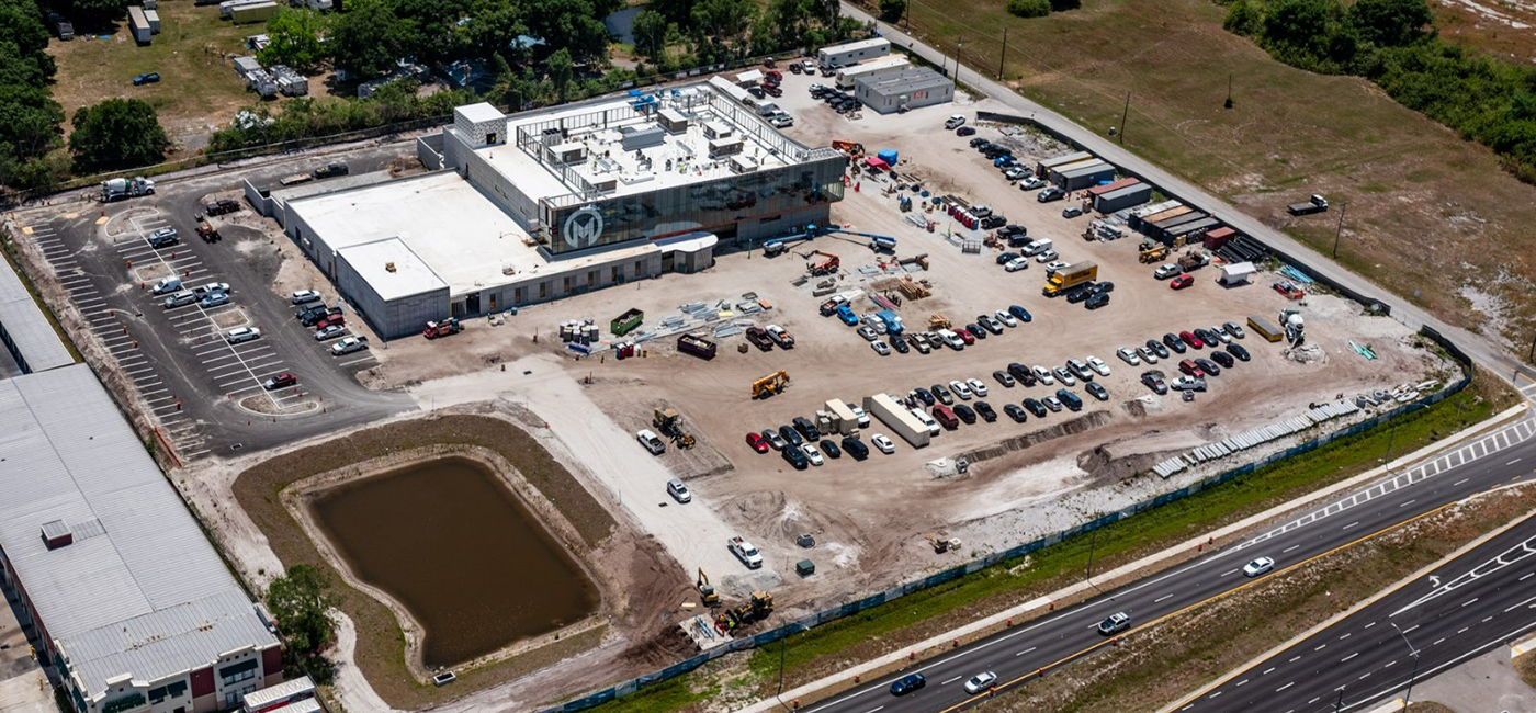 This aerial photo of Moffitt at SouthShore shows the ongoing process of the campus.