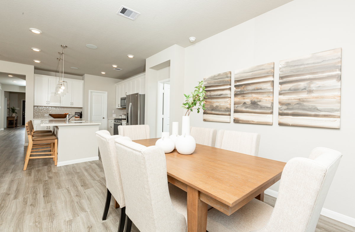 dining room with high ceilings