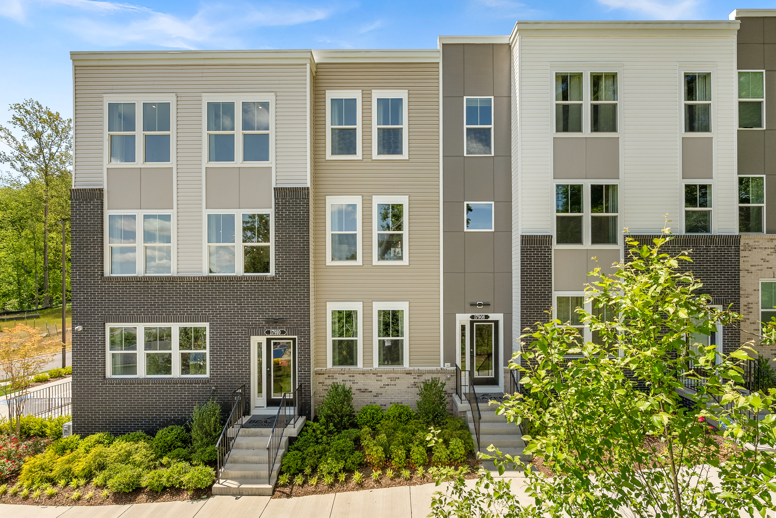 three-story townhome exterior