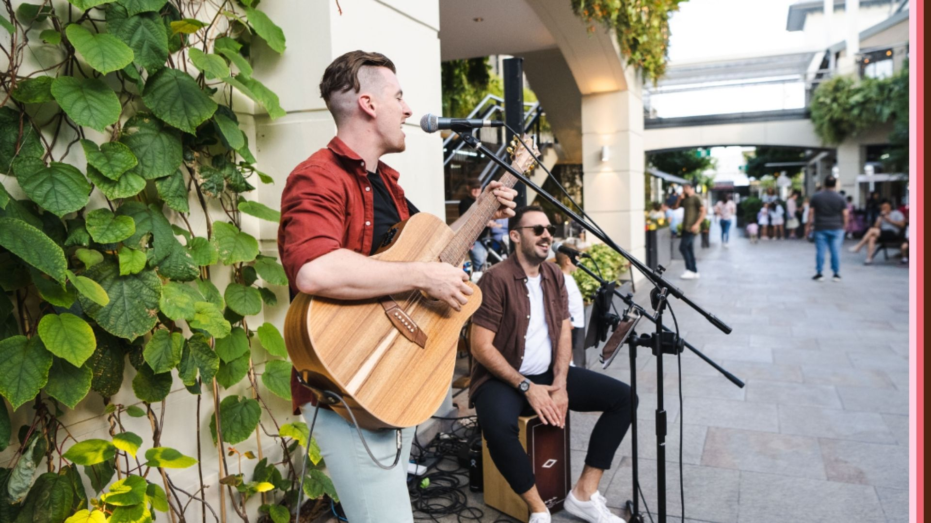 The Vale Duo performing live in The Piazza