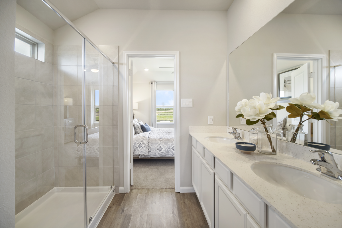 primary bathroom with double sinks