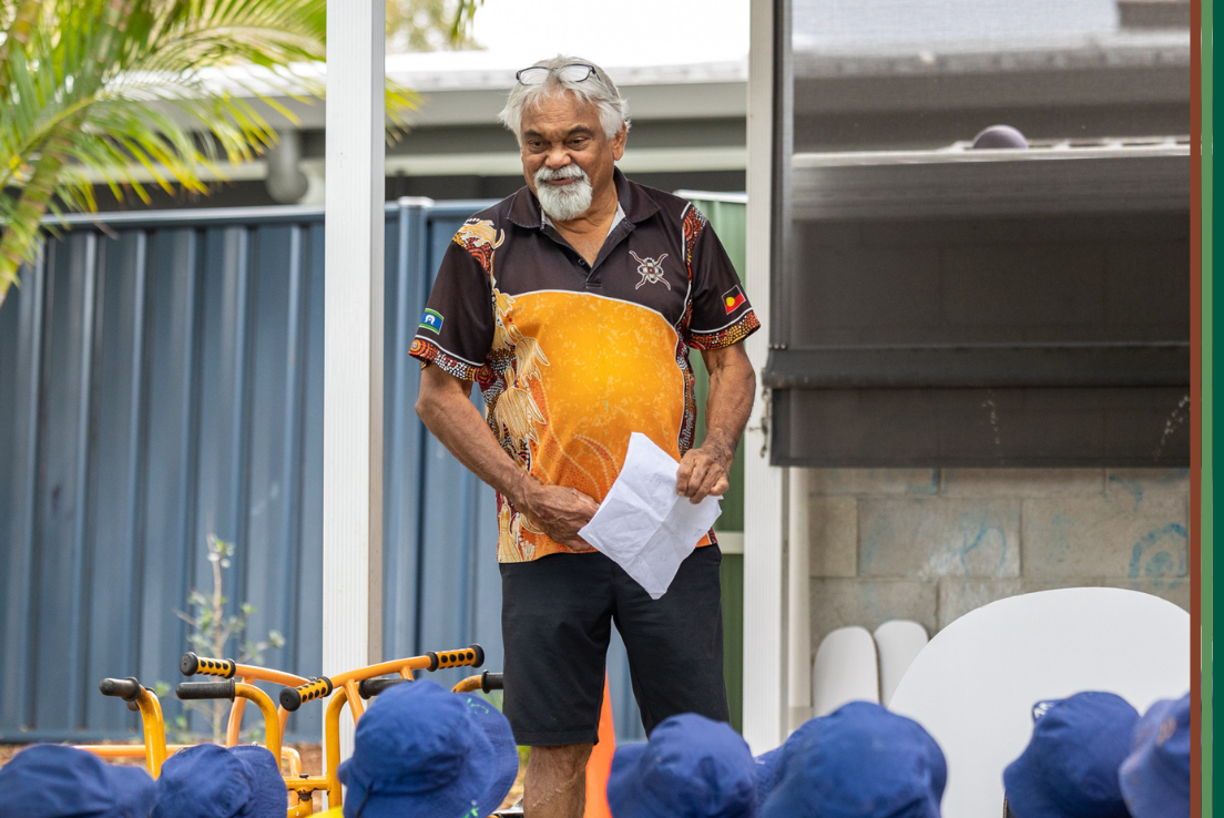 Uncle Allan Lena presenting at a young childcare