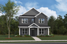 exterior rendering with black brick, white trim, and a covered front porch