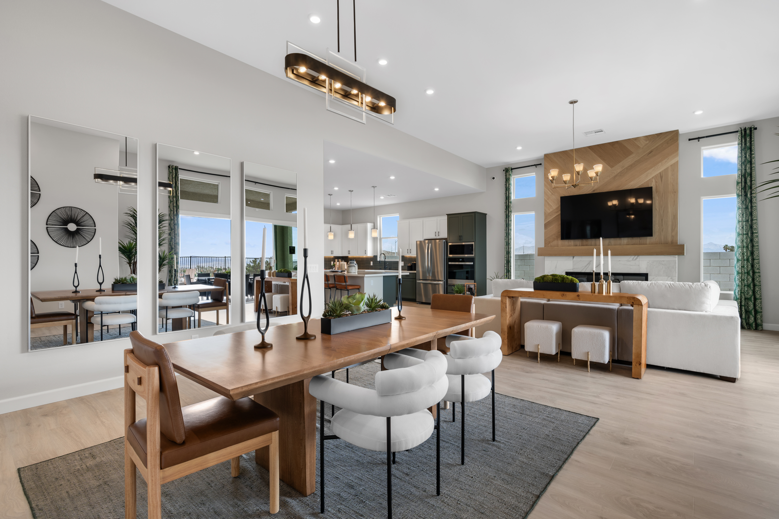 bright dining area and light-filled great room 
