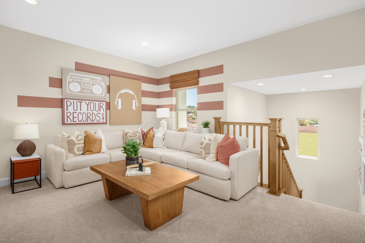 A loft set up for family lounging