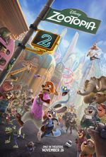 Zootopia 2 film poster with animals running down the street