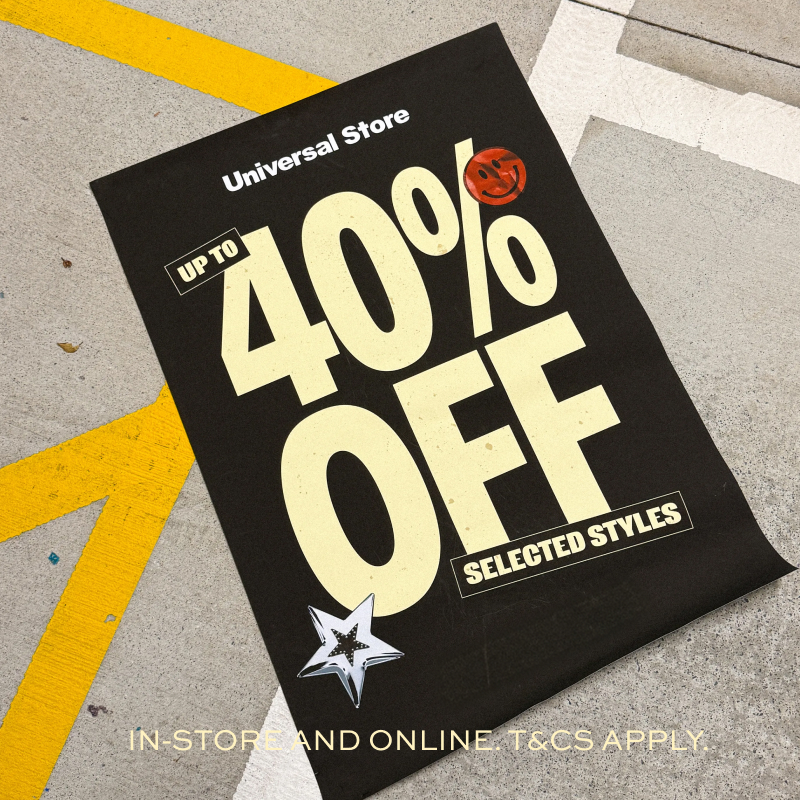 40% Off Selected Styles. T&Cs Apply.
