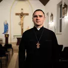 Father Oleksandr Bohomaz is pictured during the Ukraine State Convention in Bryukhovychi, Ukraine, in May 2023. (Photo by Andrey Gorb)