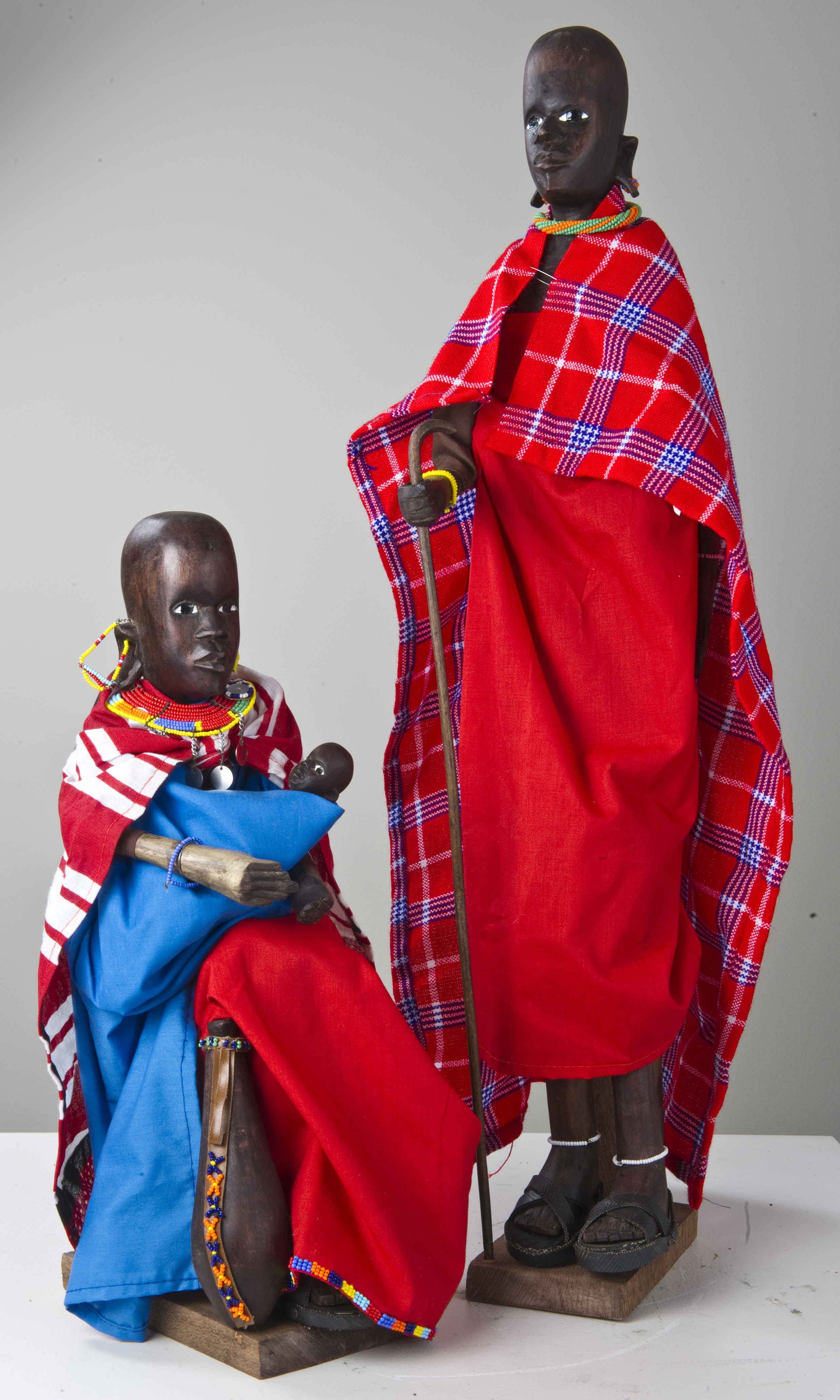 Three-piece Nativity features "The Holy Family" in typical Massai dress.