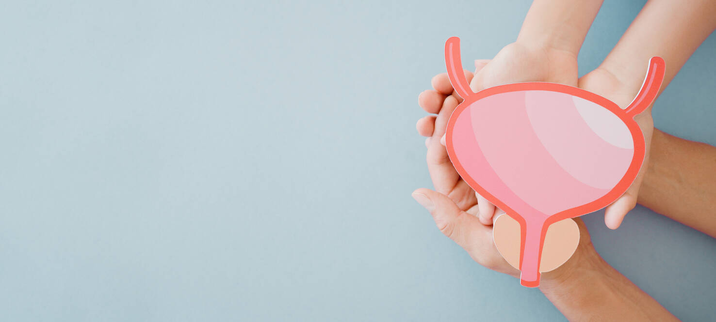 graphic showing a man and woman holding a bladder