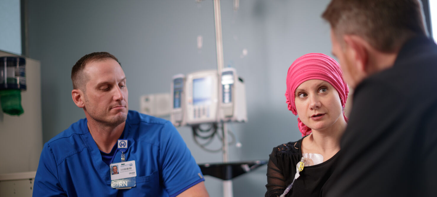 Patient receives chemo at the Infusion Center at Moffitt