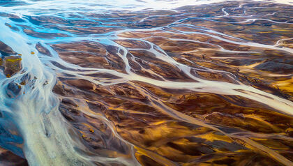 Aerial photo of a colorful river