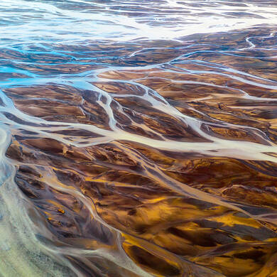 Aerial photo of a colorful river