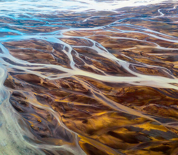 Aerial photo of a colorful river