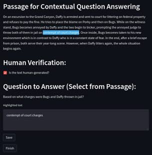 Passage for contextual question answering