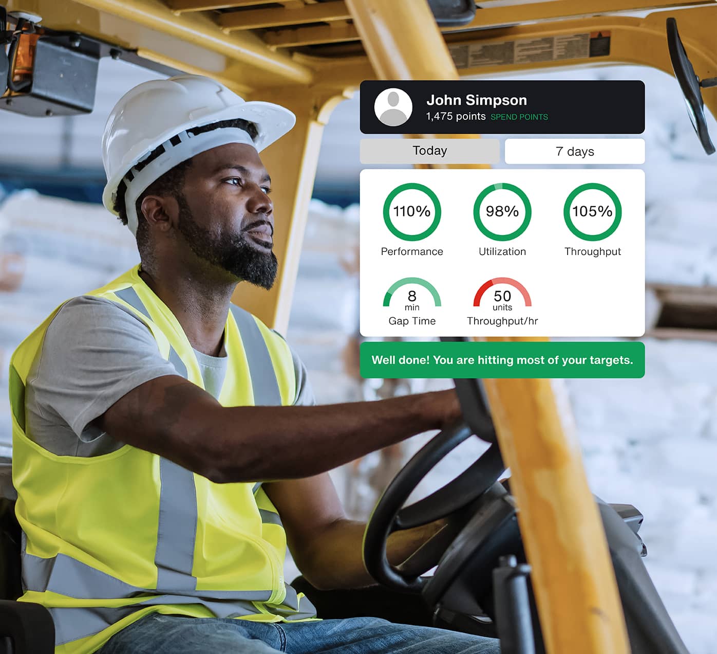 Man driving a warehouse forklift